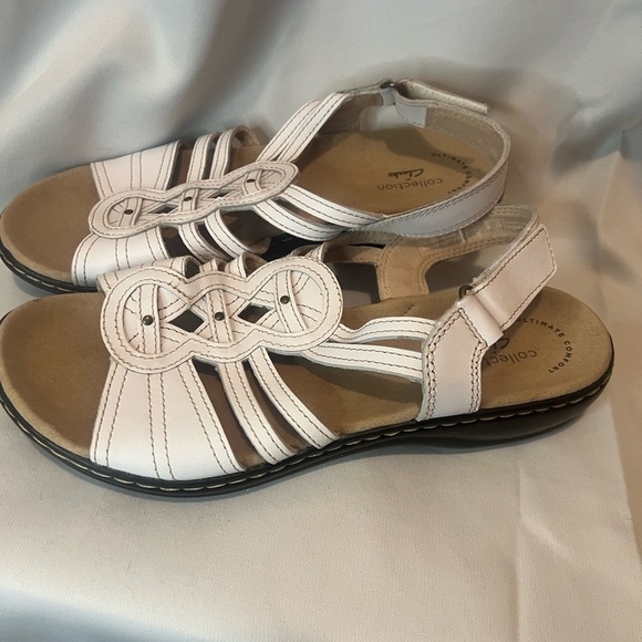Clarks Women's Leisa Janna Sandal White Leather - Picture 2 of 6